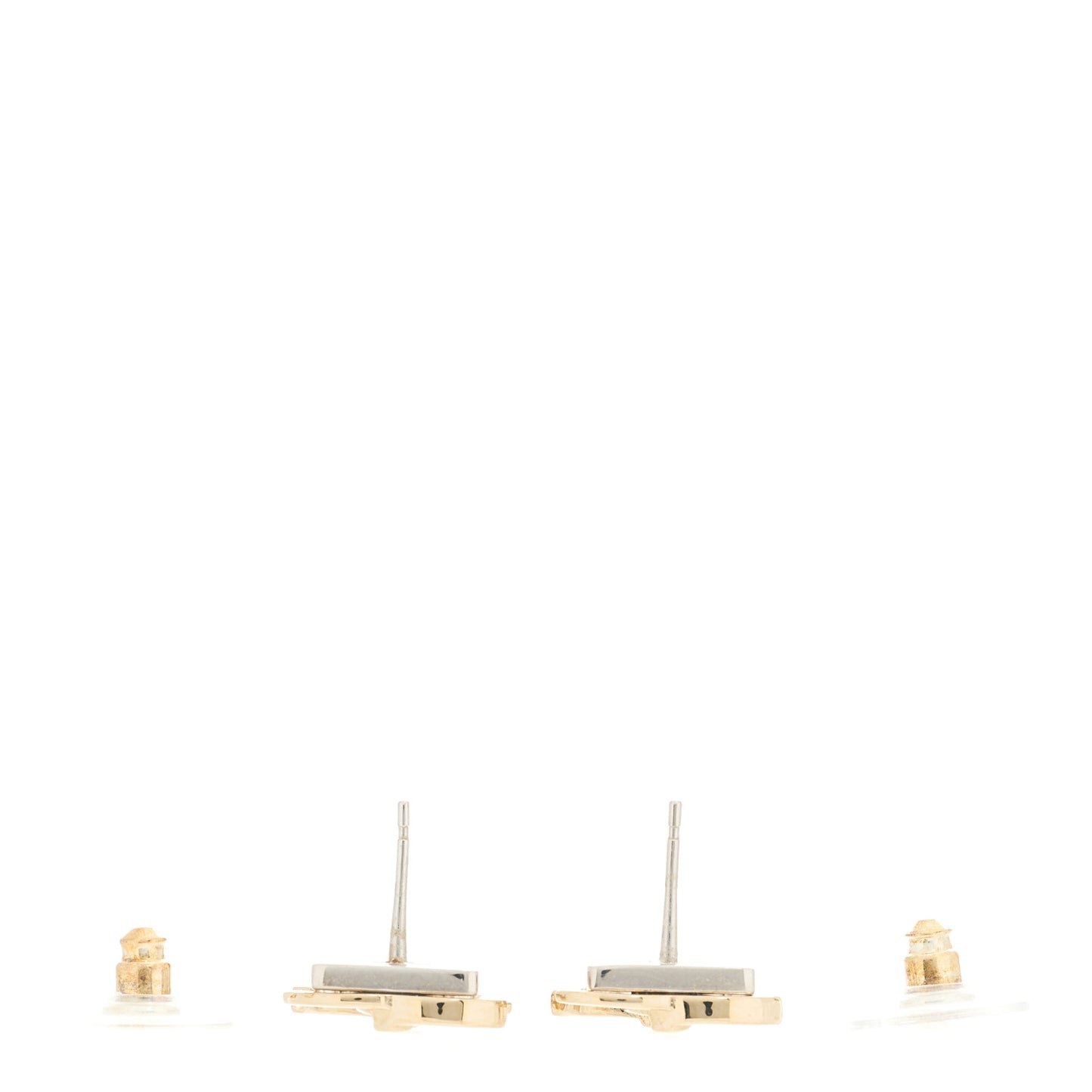 Metal Crystal Square CC Earrings Gold Silver
