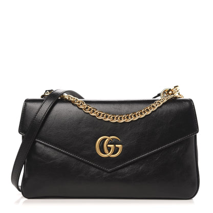 Gucci Calfskin Diagonal GG Medium Thiara Double Envelope Shoulder Bag Emerald Green Black 1 of 12