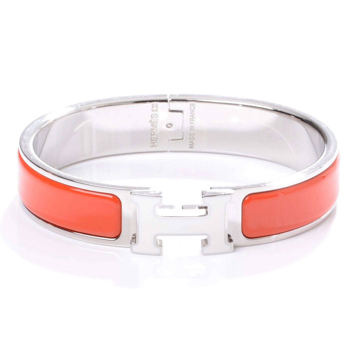 Narrow Enamel Clic Clac White H Bracelet PM Capucine