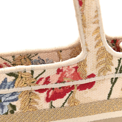 Christian Dior Canvas Embroidered Hibiscus Printed Mini Book Tote Beige Multicolor 12 of 14