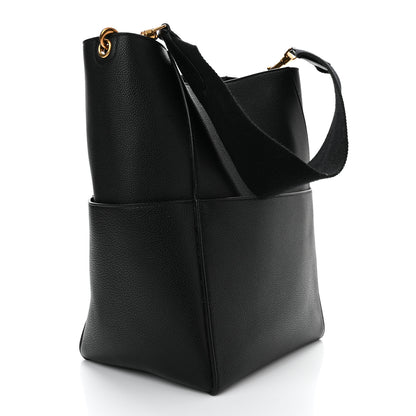 Celine Soft Grained Calfskin Sangle Bucket Bag Black 3 of 11
