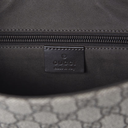 Gucci GG Supreme Monogram Selleria Calfskin Satchel Messenger Bag Beige Ebony Cocoa Marrone Scuro 5 of 9