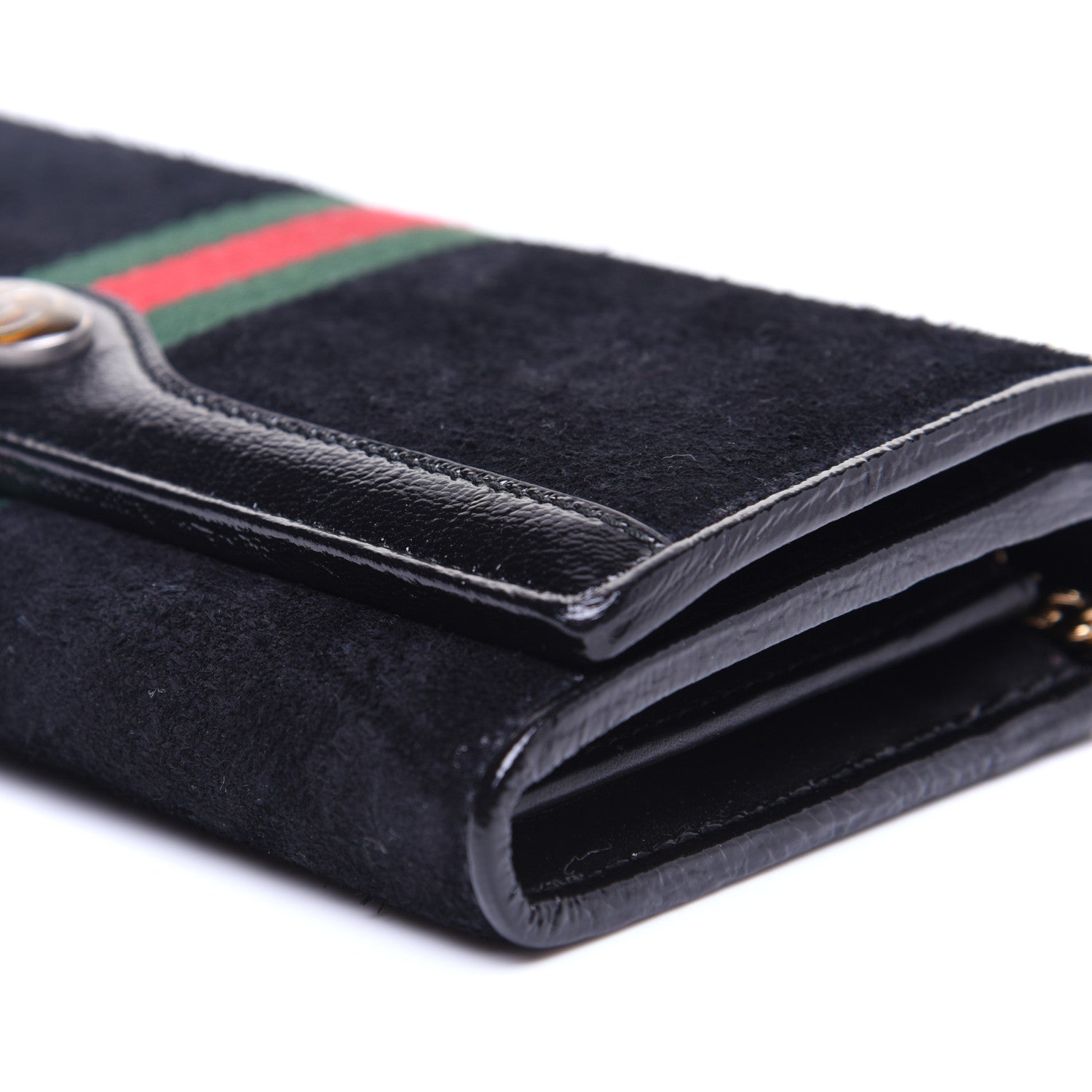 Gucci Suede Patent Web Ophidia Wallet On Chain Black 7 of 12