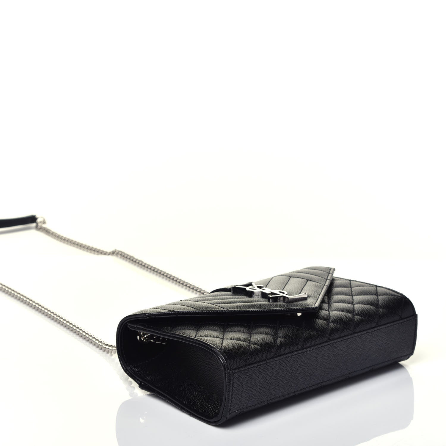 Saint Laurent Grain De Poudre Textured Mixed Matelasse Triquilt Small Monogram Satchel Black 4 of 8