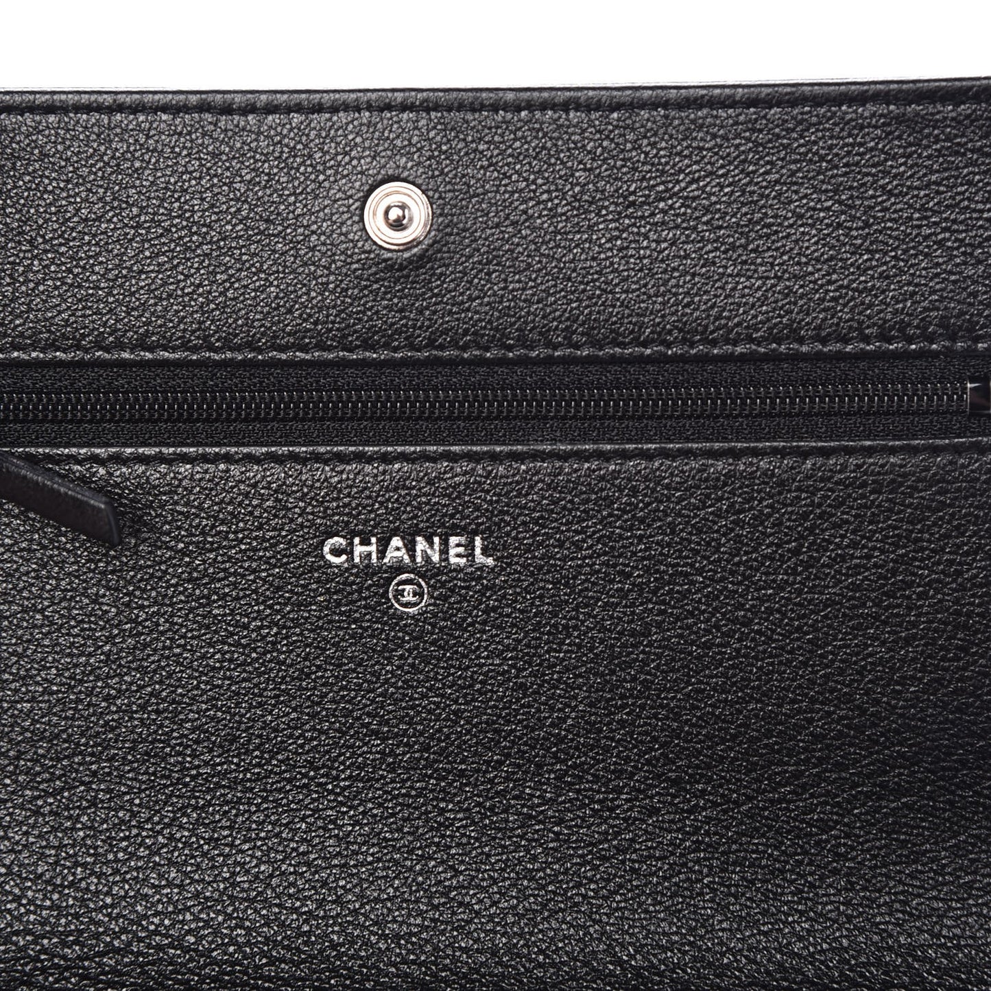 Goatskin Quilted Diamond CC Wallet On Chain WOC Black