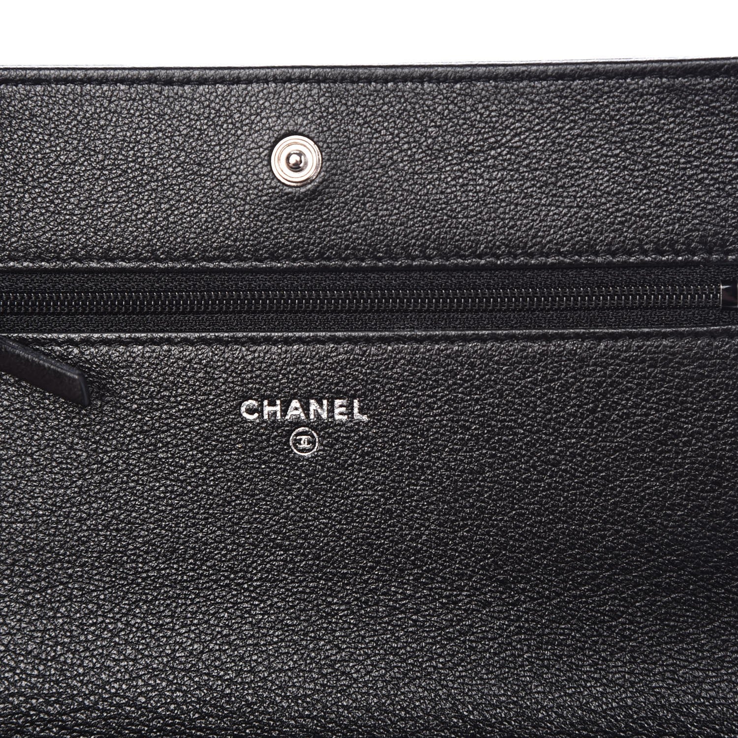 Chanel Goatskin Quilted Diamond CC Wallet On Chain WOC Black 6 of 9