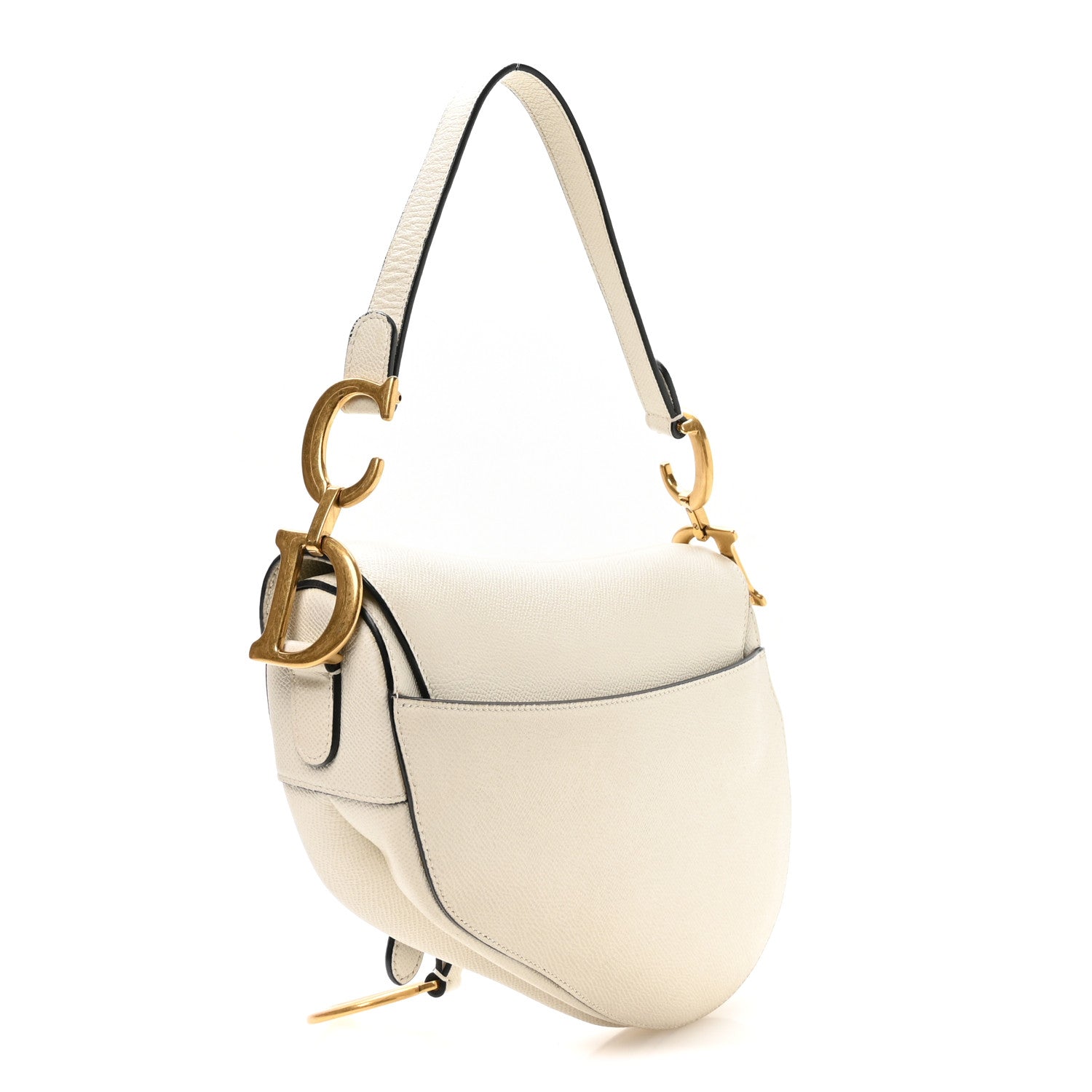 Christian Dior Grained Calfskin Saddle Bag White 3 of 10