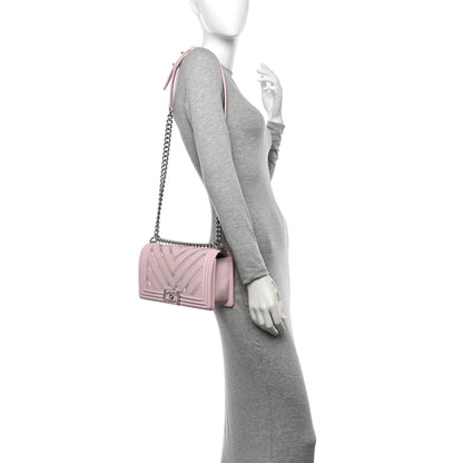 Chanel Lambskin Iridescent PVC Chevron Quilted Medium Boy Flap Pink Silver 2 of 10