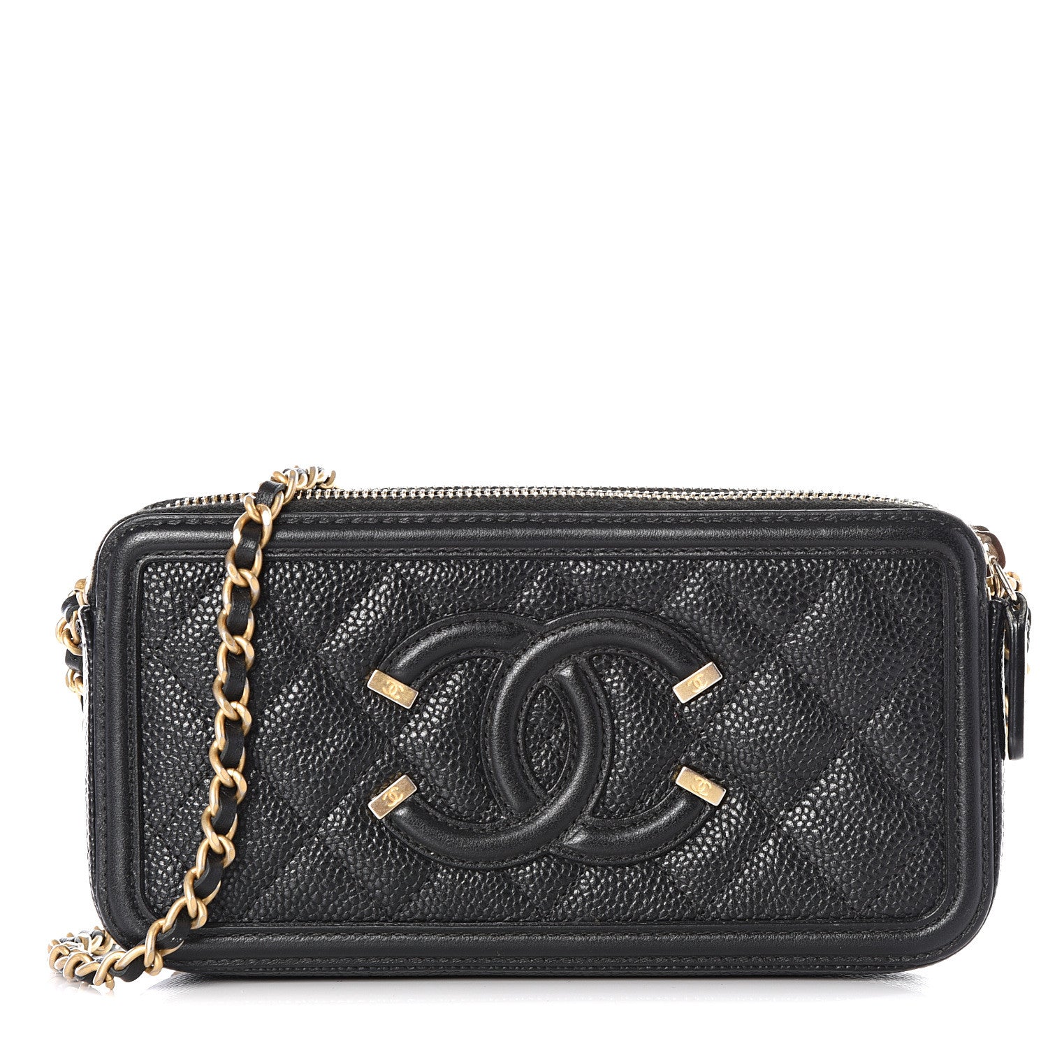 Chanel Caviar Quilted CC Filigree Clutch With Chain Black 1 of 10