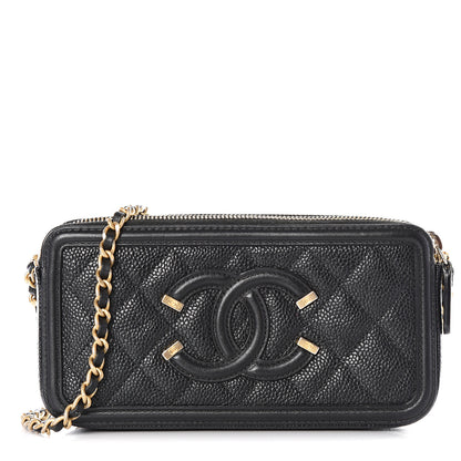 Chanel Caviar Quilted CC Filigree Clutch With Chain Black 1 of 10