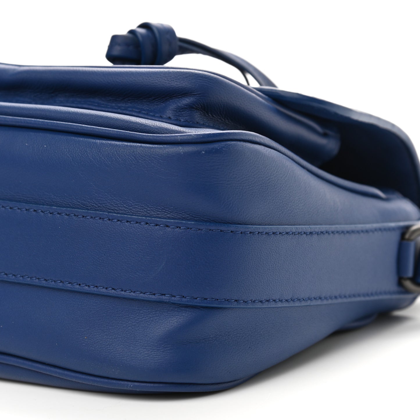 Nappa Intrecciato Mini Saddle Crossbody Blue