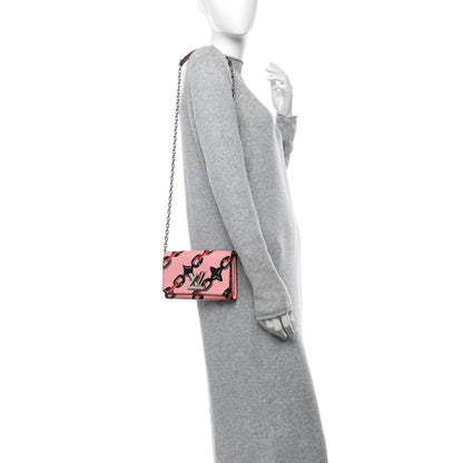 Louis Vuitton Epi Chain Flower Print Twist Chain Wallet Pink 2 of 11