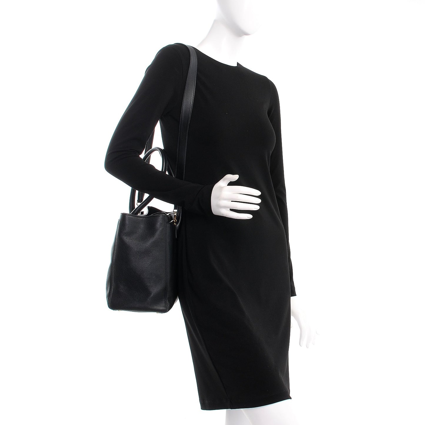 Calfskin Cerf Executive Shopper Tote Black