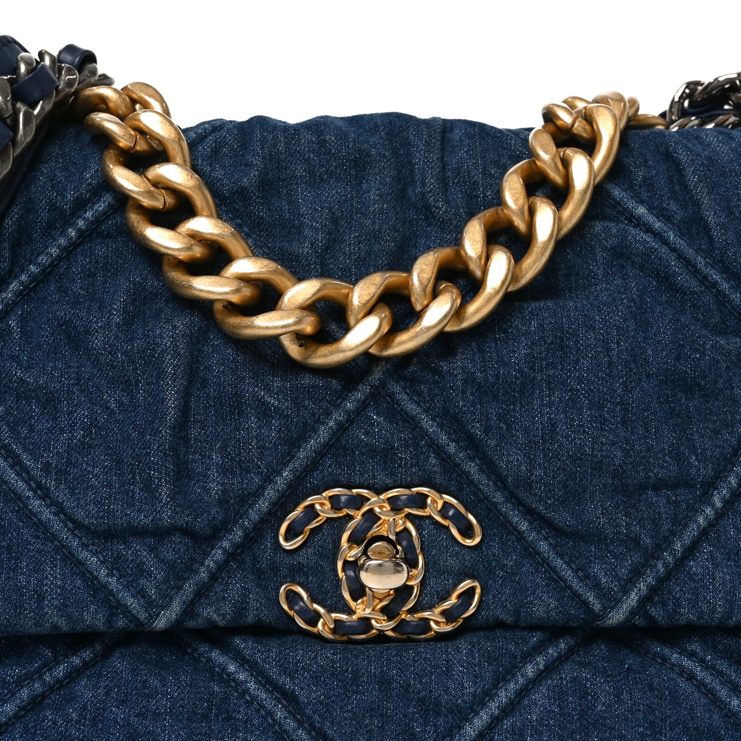 Chanel Denim Quilted Large Chanel 19 Flap Blue 8 of 10