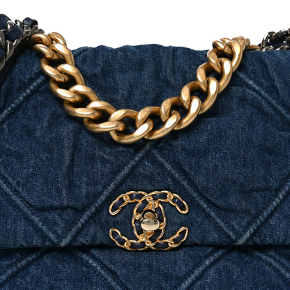 Chanel Denim Quilted Large Chanel 19 Flap Blue 8 of 10