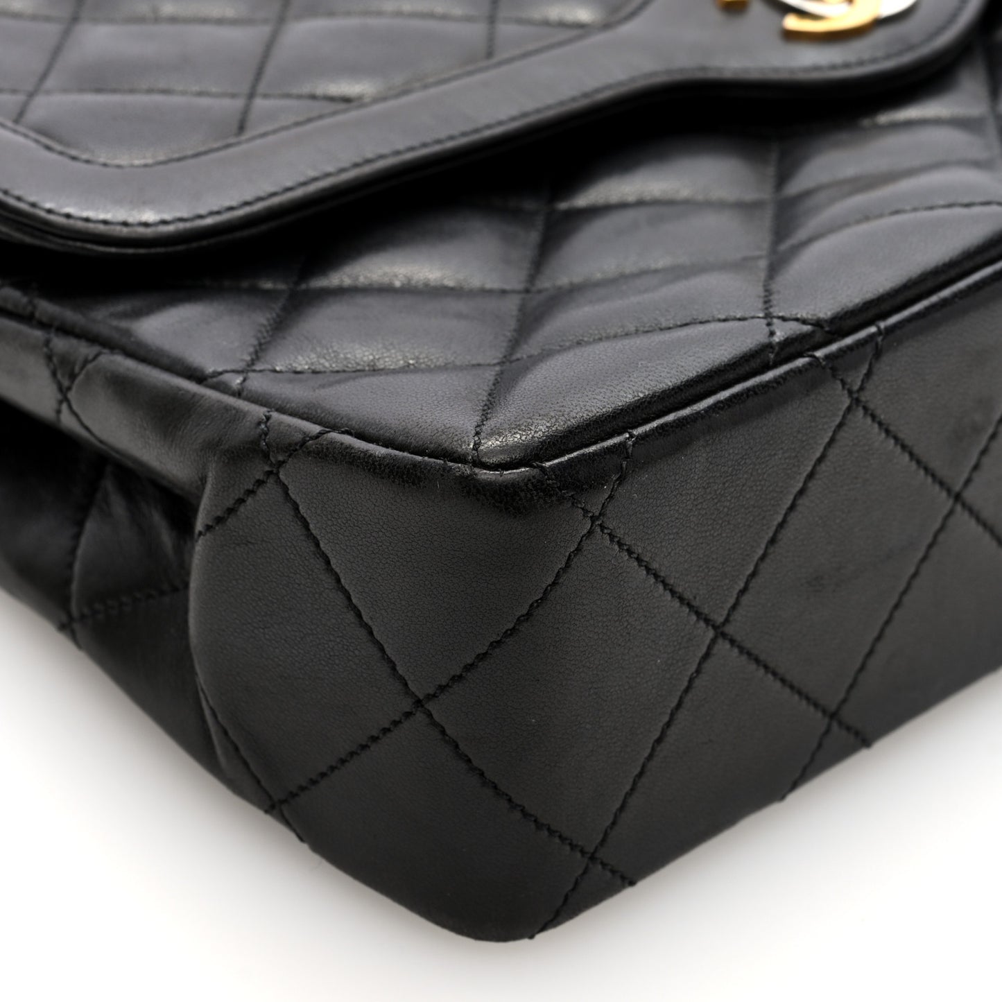 Lambskin Medium Double Flap Black