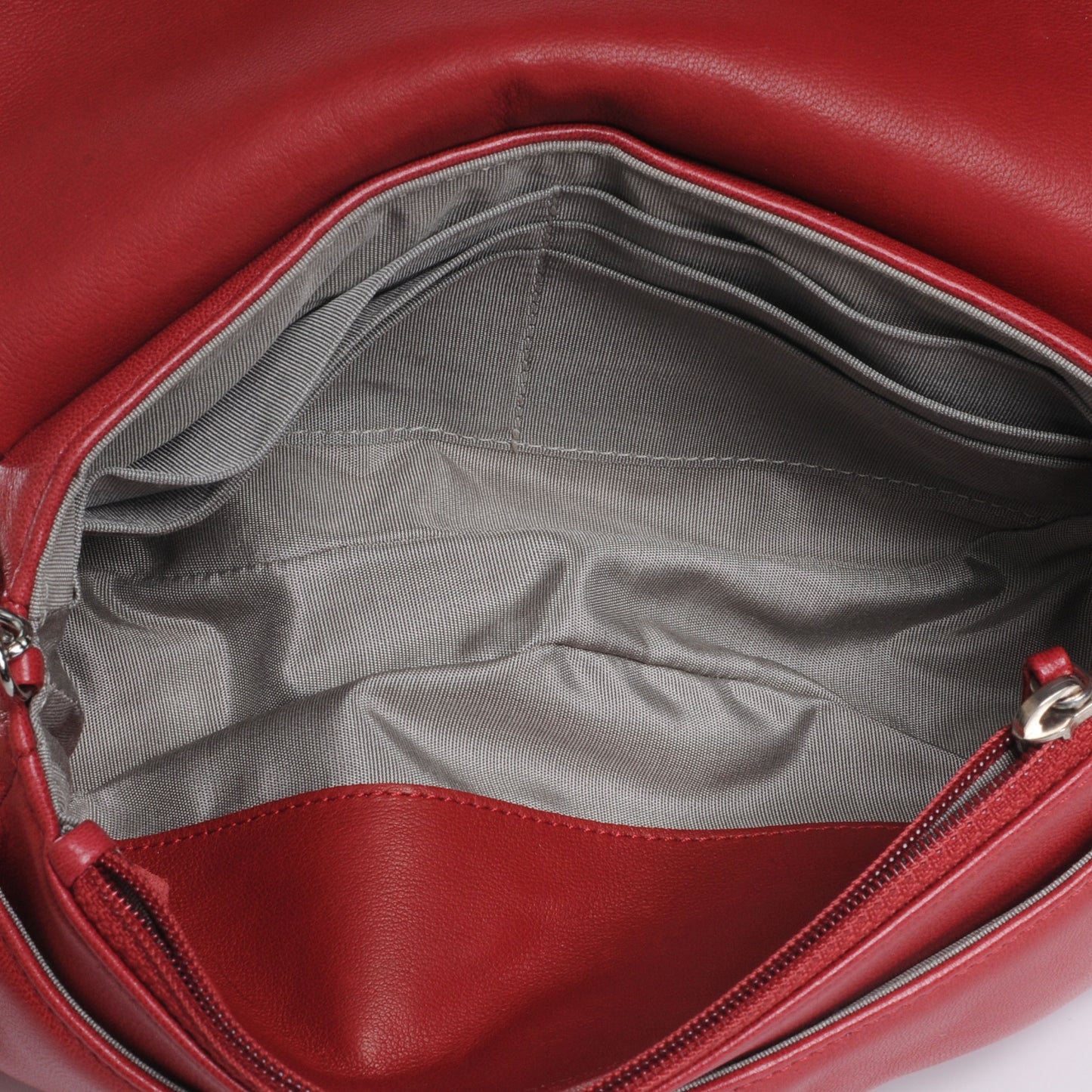 Lambskin Half Moon Wallet On Chain Bag Red