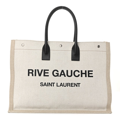Saint Laurent Linen Calfskin Rive Gauche Tote Optic White 2 of 21