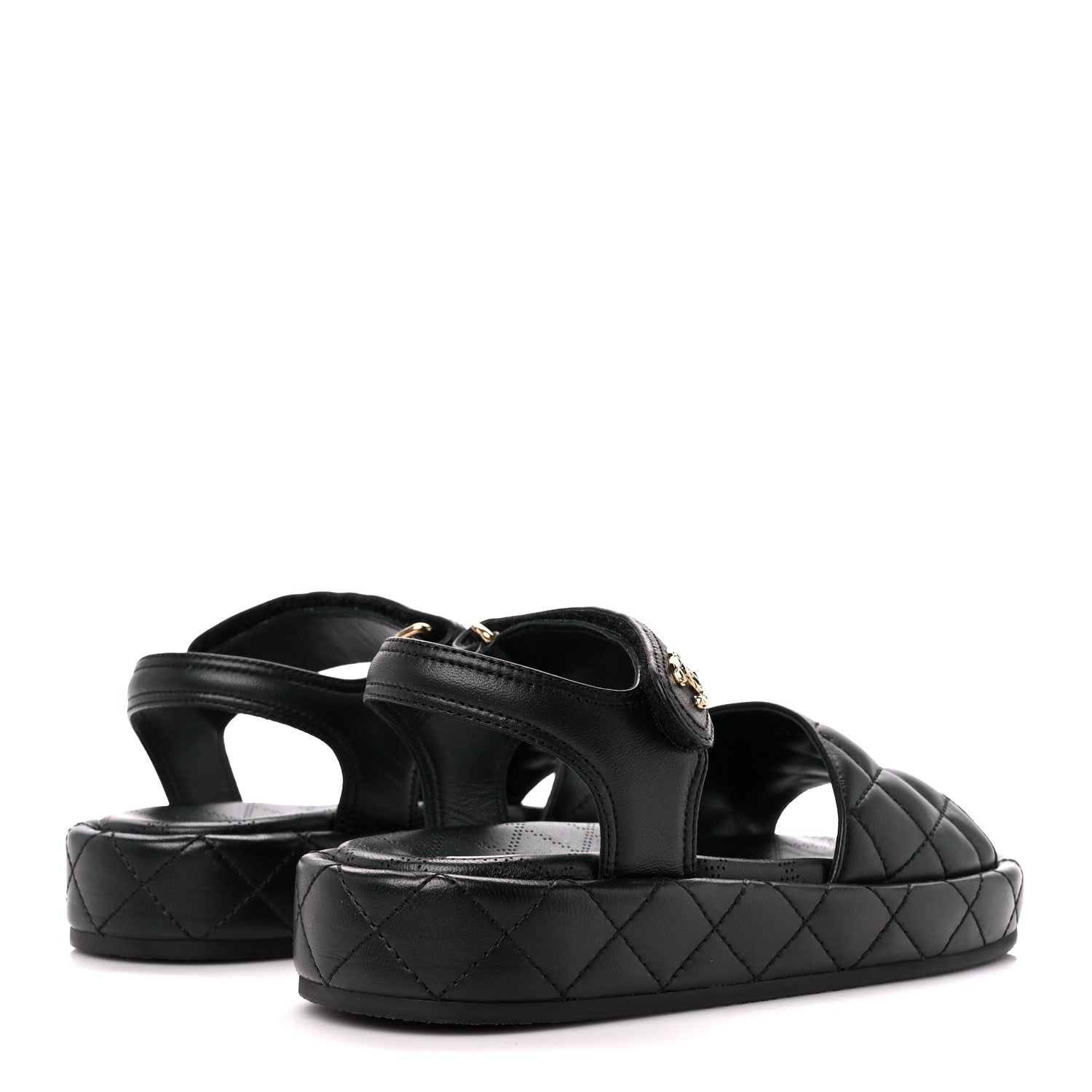Chanel Lambskin Quilted Dad Sandals 36 Black 4 of 8