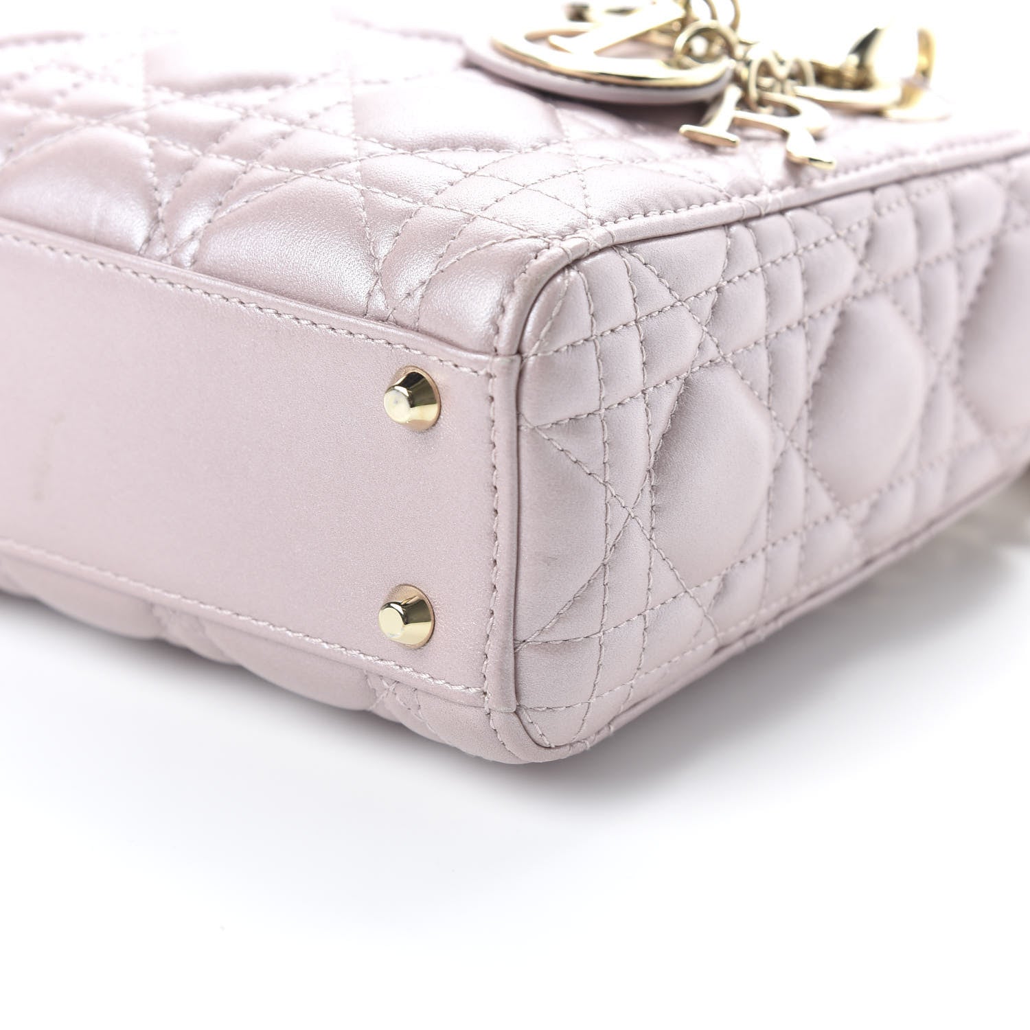 Christian Dior Metallic Lambskin Cannage Mini Lady Dior Lotus 7 of 9