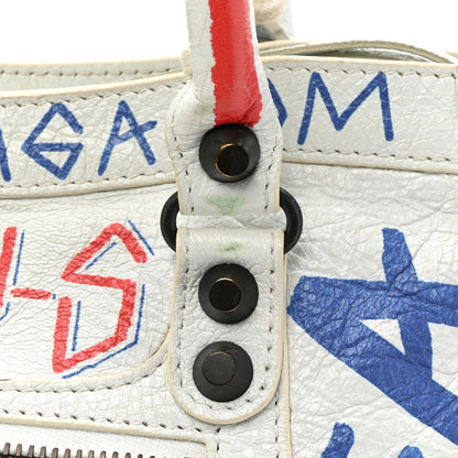 Balenciaga Agneau Graffiti All Over Classic Hardware S City White Bleu Rouge 11 of 16