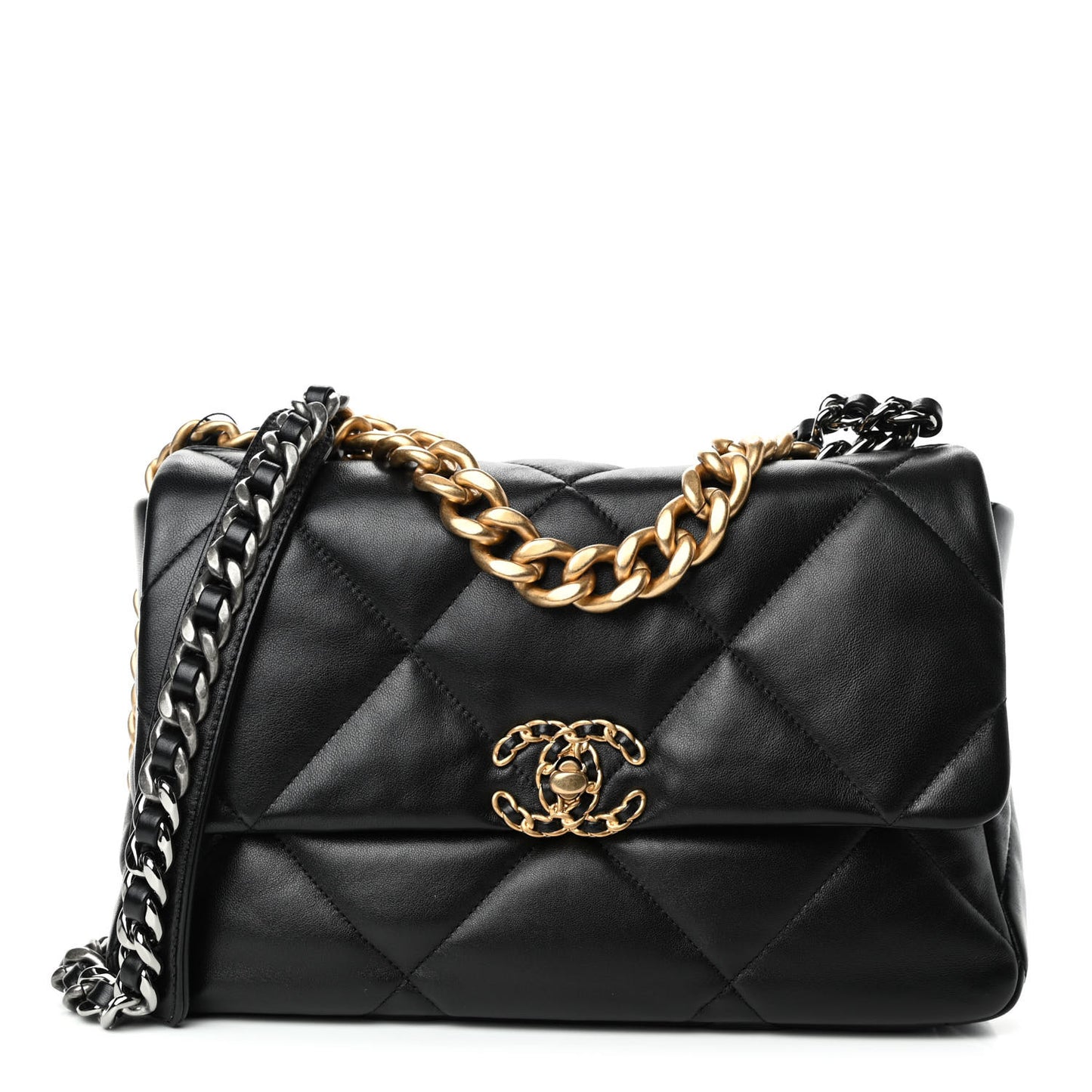 Lambskin Quilted Large Chanel 19 Flap Black