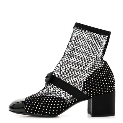 Chanel Resille Strass Kid Suede Patent Mary Jane Short Boots 39 Black 1 of 11