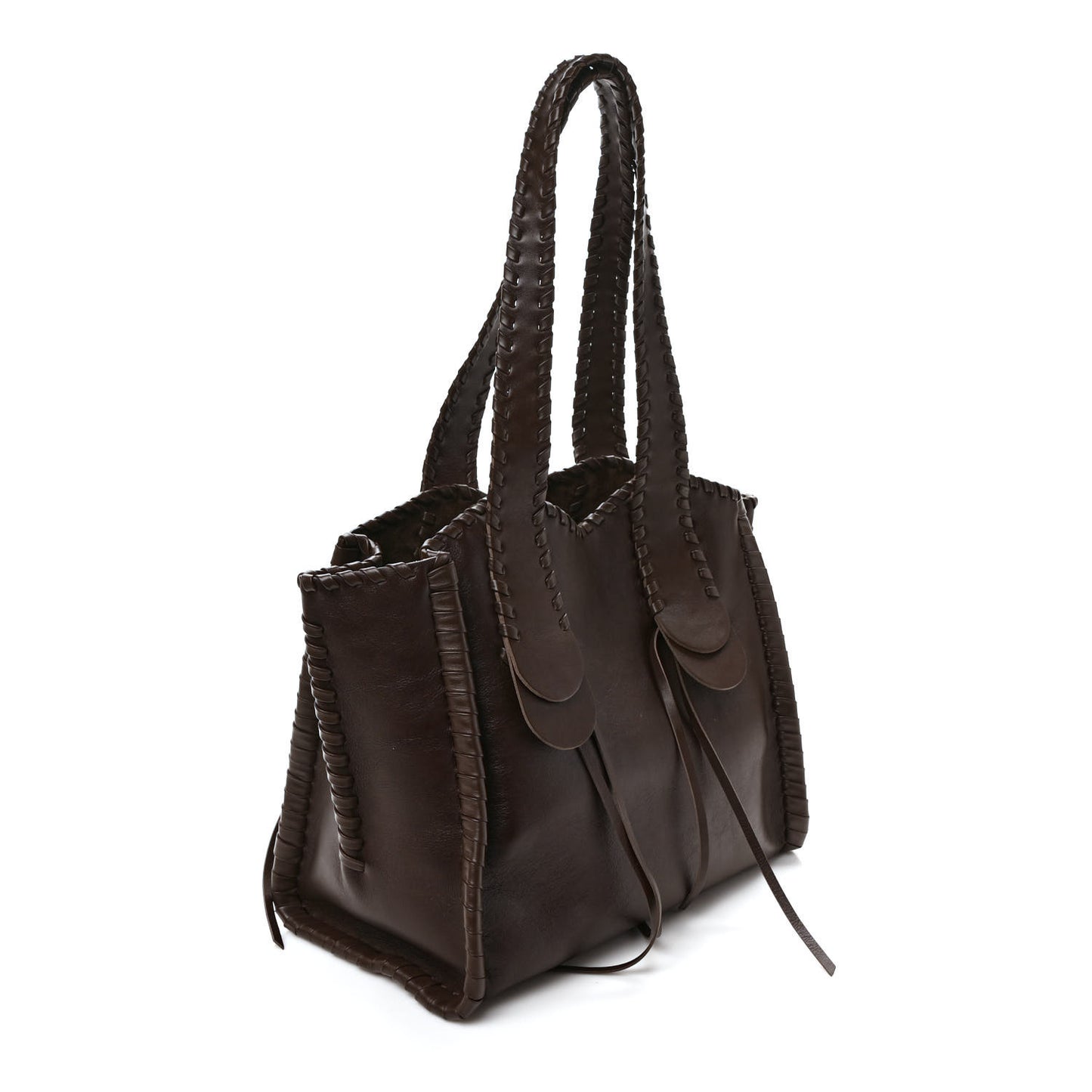 Calfskin Large Mony Tote Bold Brown