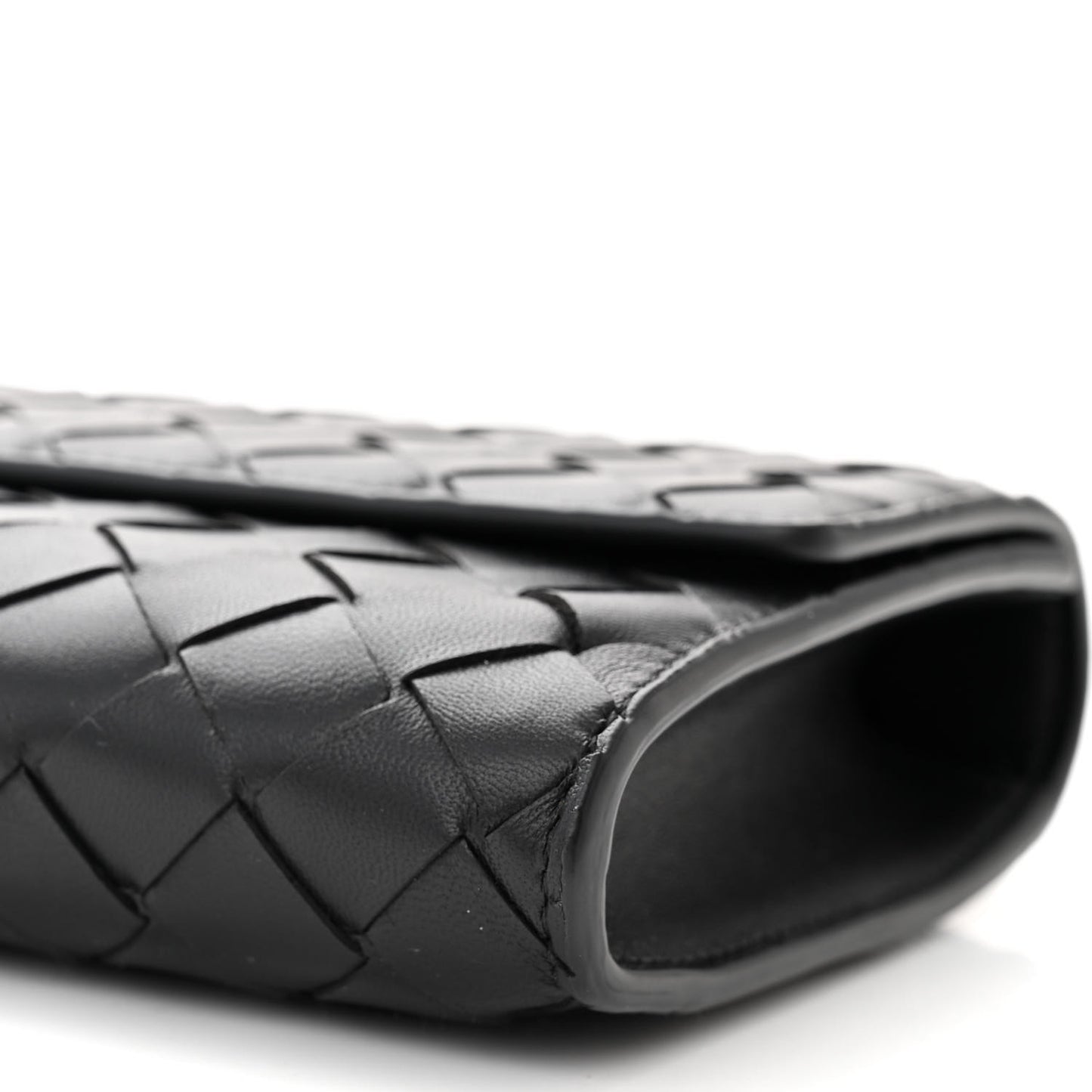 BOTTEGA VENETA Nappa Intrecciato Long Andiamo Top Handle Clutch Black