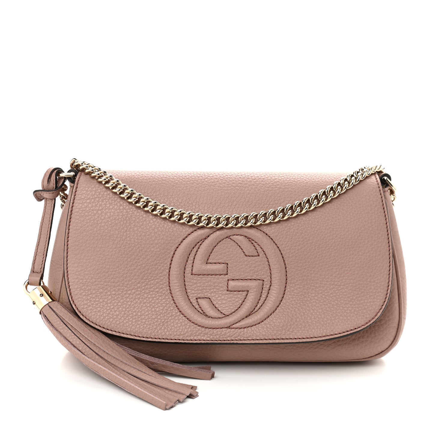 Pebbled Calfskin Medium Soho Flap Crossbody Pale Pink