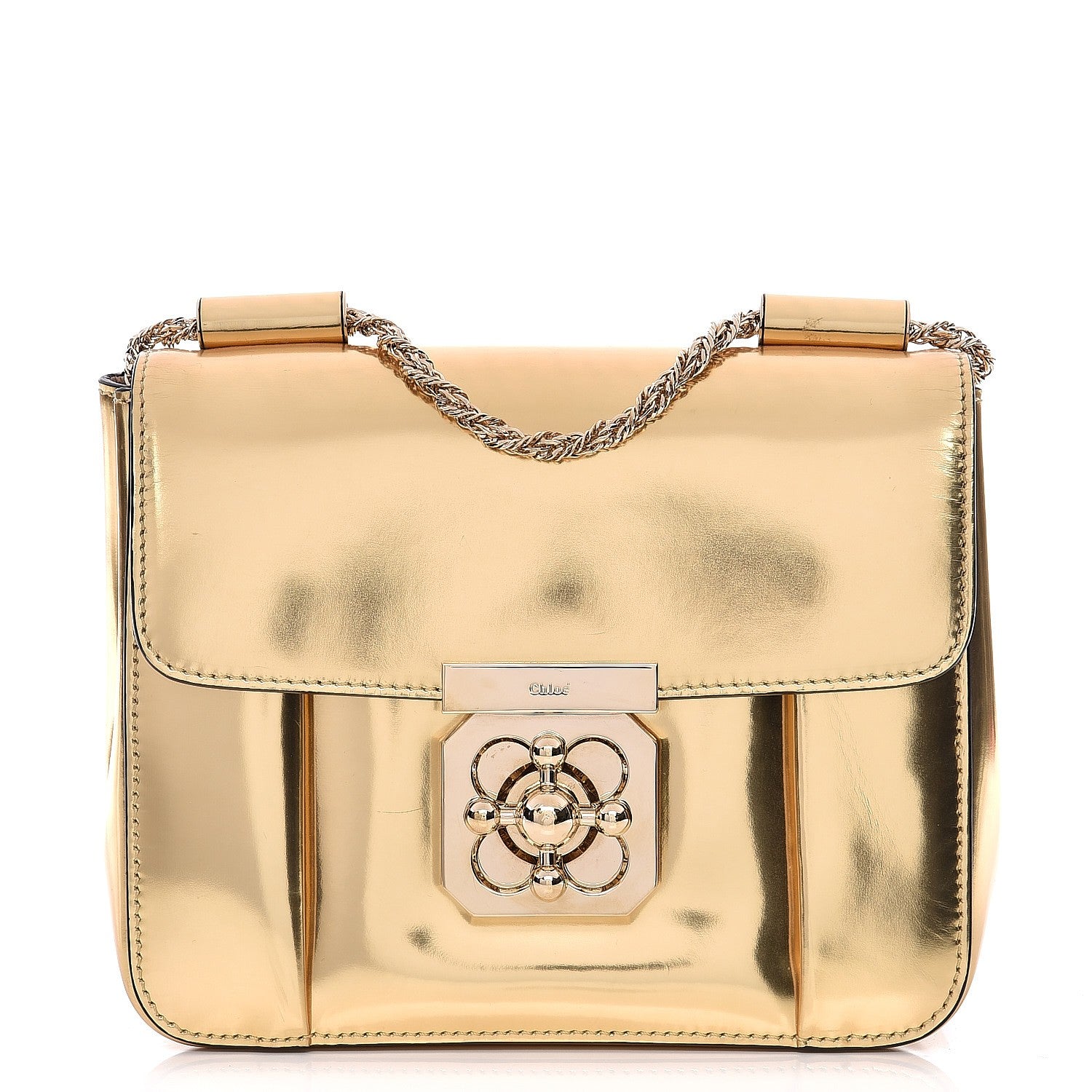 Chloe Metallic Calfskin Small Elsie Shoulder Bag Gold 1 of 8