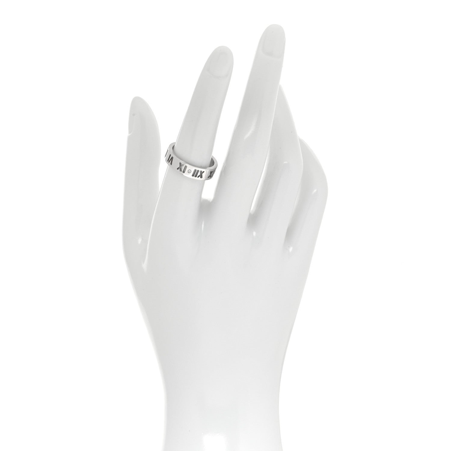Tiffany 18K White Gold Diamond Wide Atlas Pierced Ring 54 6.75 2 of 5