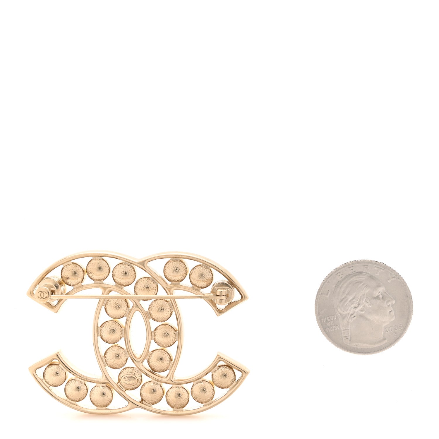 Chanel Pearl CC Brooch Light Gold 2 of 4