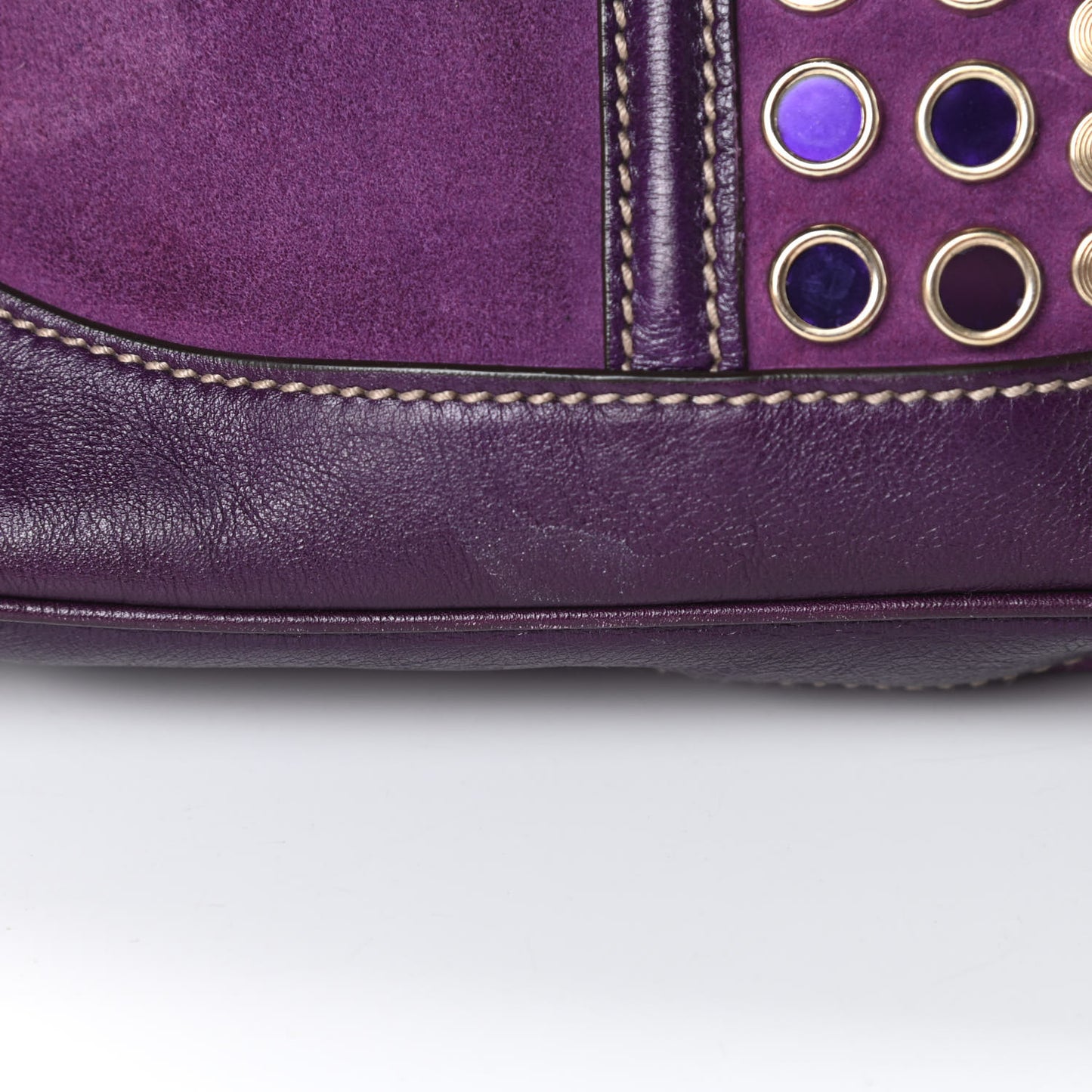 Suede Studded Large Jackie Shoulder Bag Purple