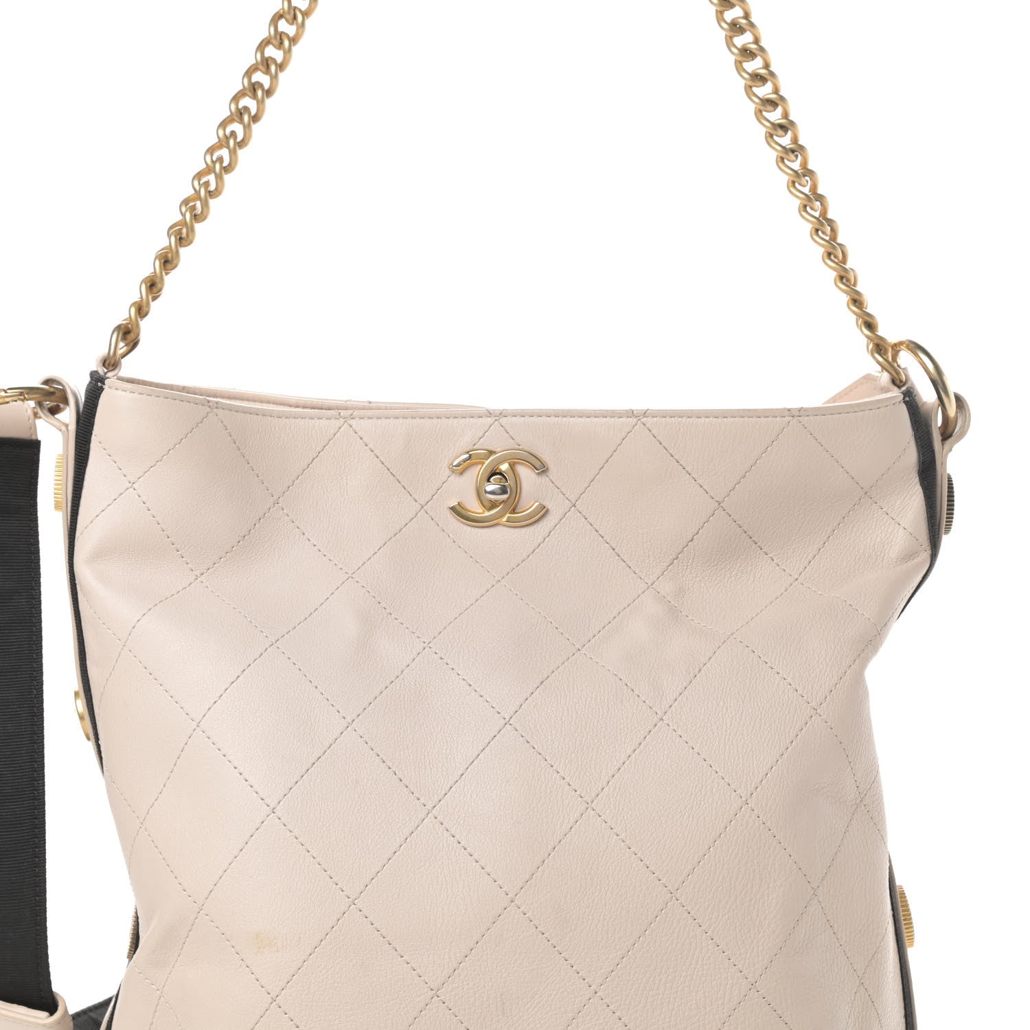 Chanel Calfskin Stitched Large Button Up Hobo Beige 8 of 16