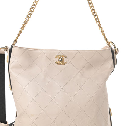 Chanel Calfskin Stitched Large Button Up Hobo Beige 8 of 16