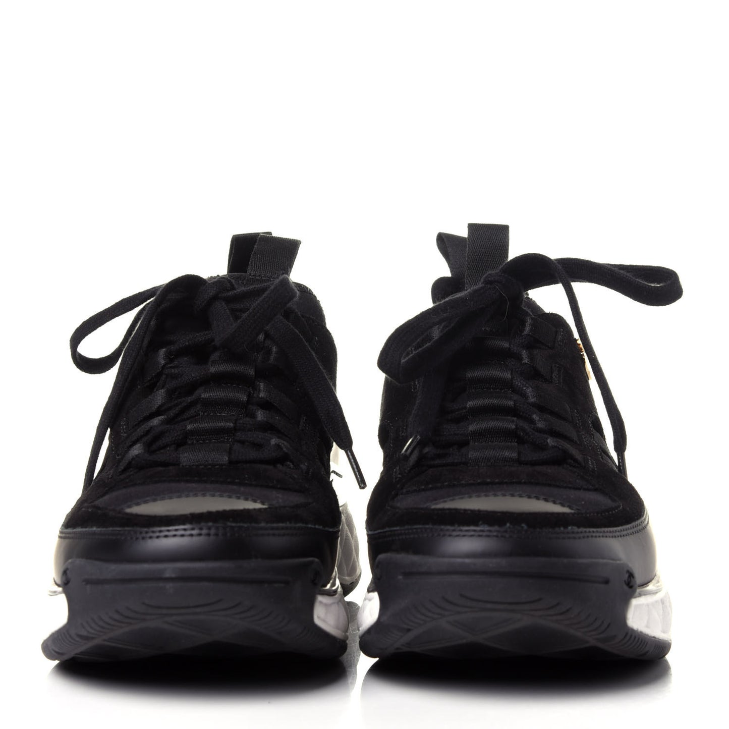 Fabric Calfskin Suede CC Sneakers 38.5 Black
