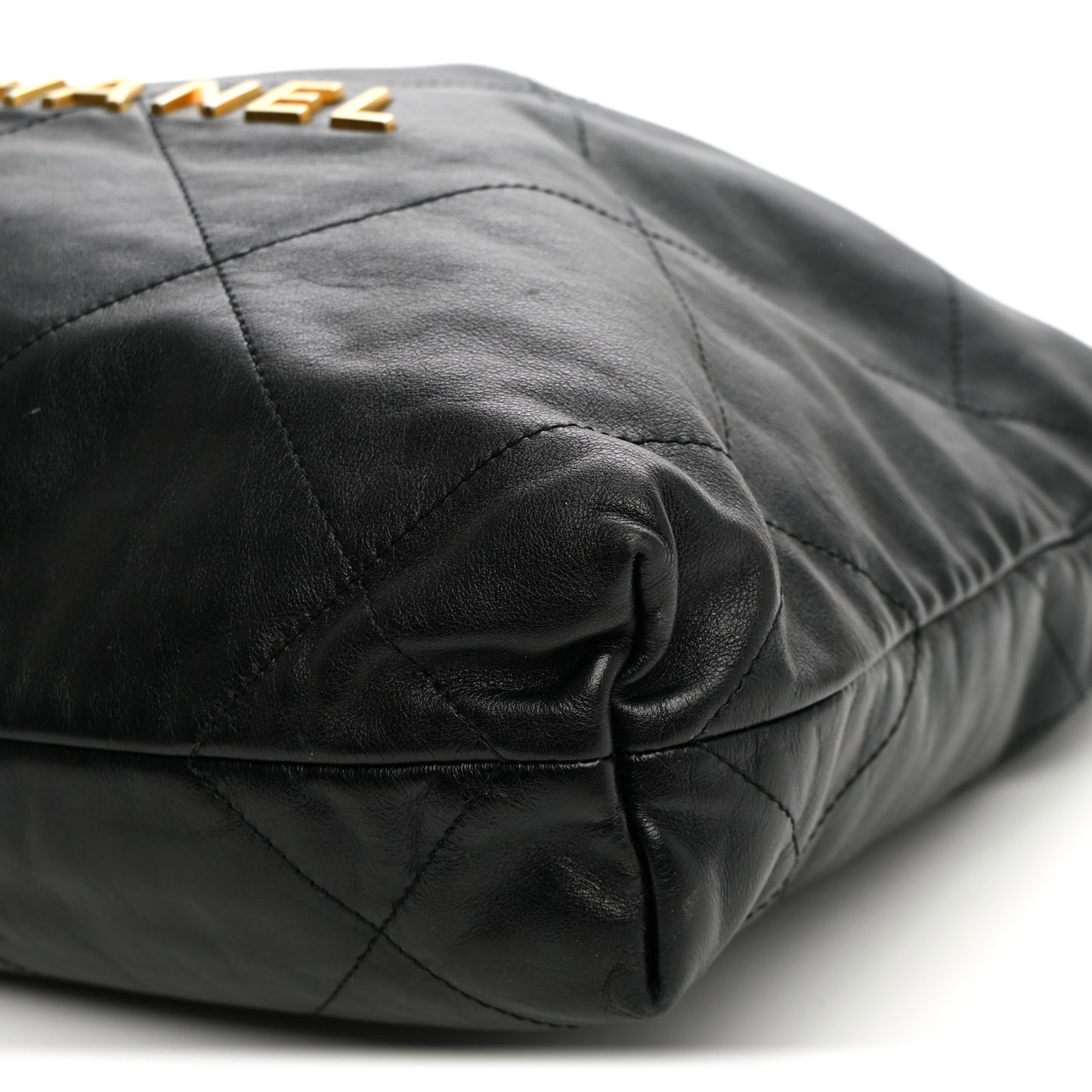 Shiny Calfskin Quilted Small Chanel 22 Black