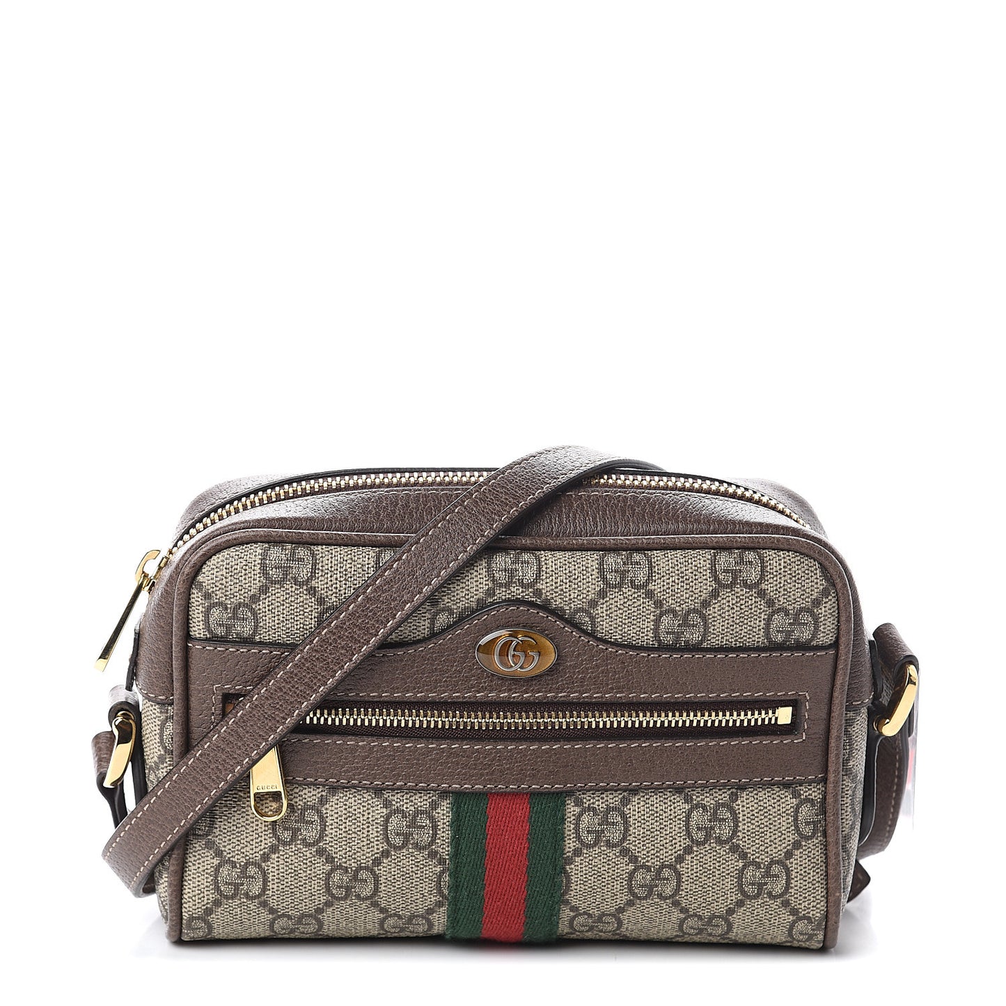 GG Supreme Monogram Web Mini Ophidia Shoulder Bag Brown
