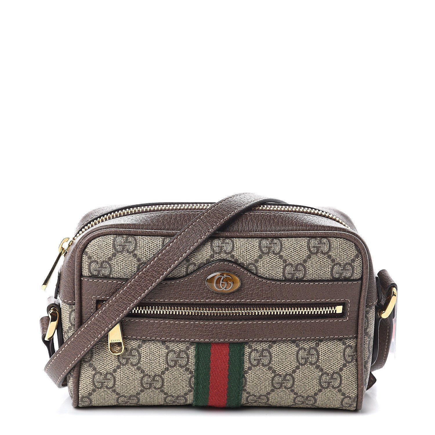 Gucci GG Supreme Monogram Web Mini Ophidia Shoulder Bag Brown 1 of 8
