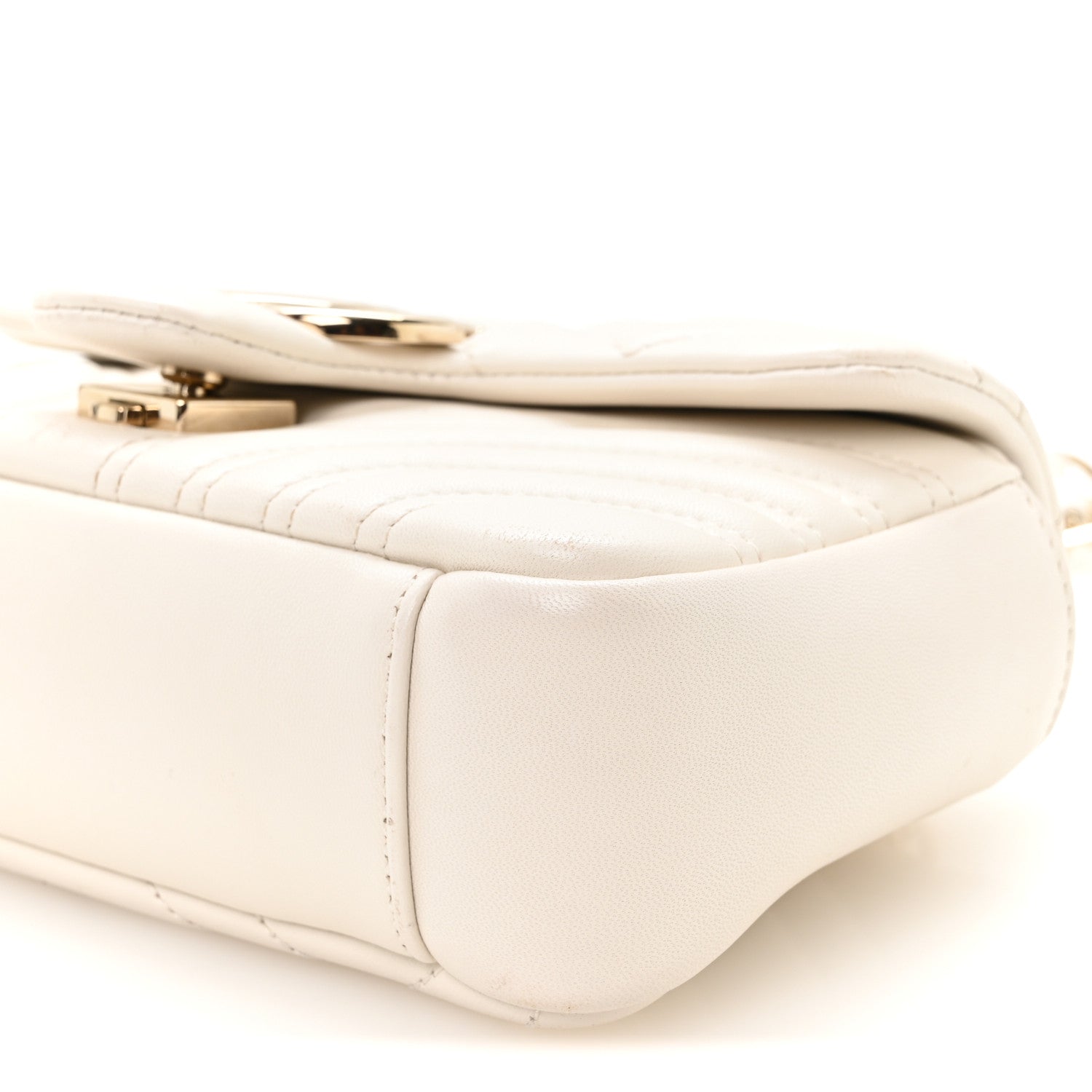 Gucci Lambskin Matelasse Small GG Marmont Shoulder Bag White 10 of 11