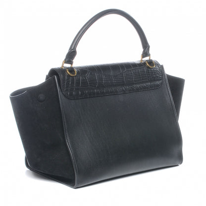 Celine Crocodile Embossed Medium Trapeze Black 2 of 6