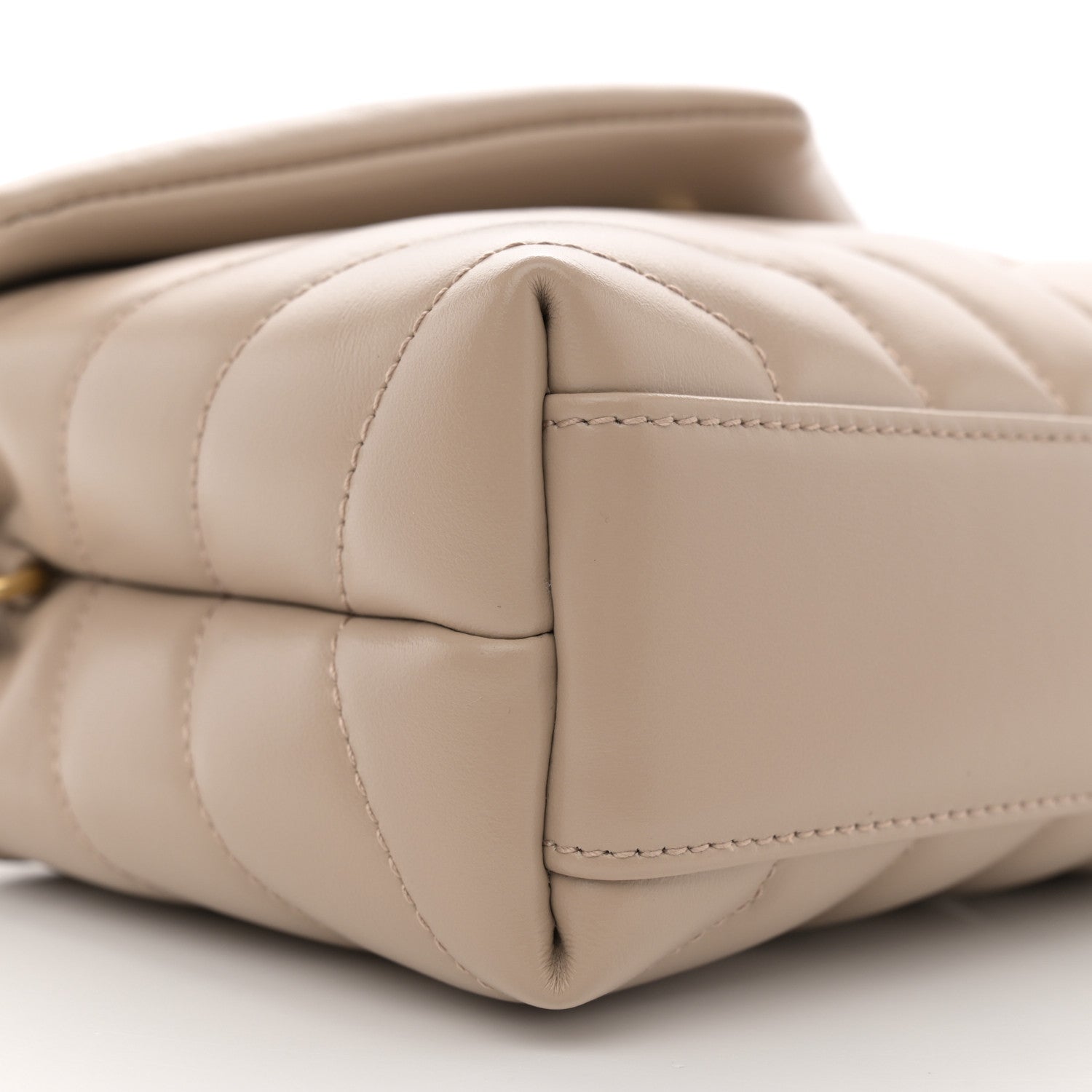 Saint Laurent Calfskin Y Quilted Monogram Toy Loulou Crossbody Bag Dark Beige 9 of 11
