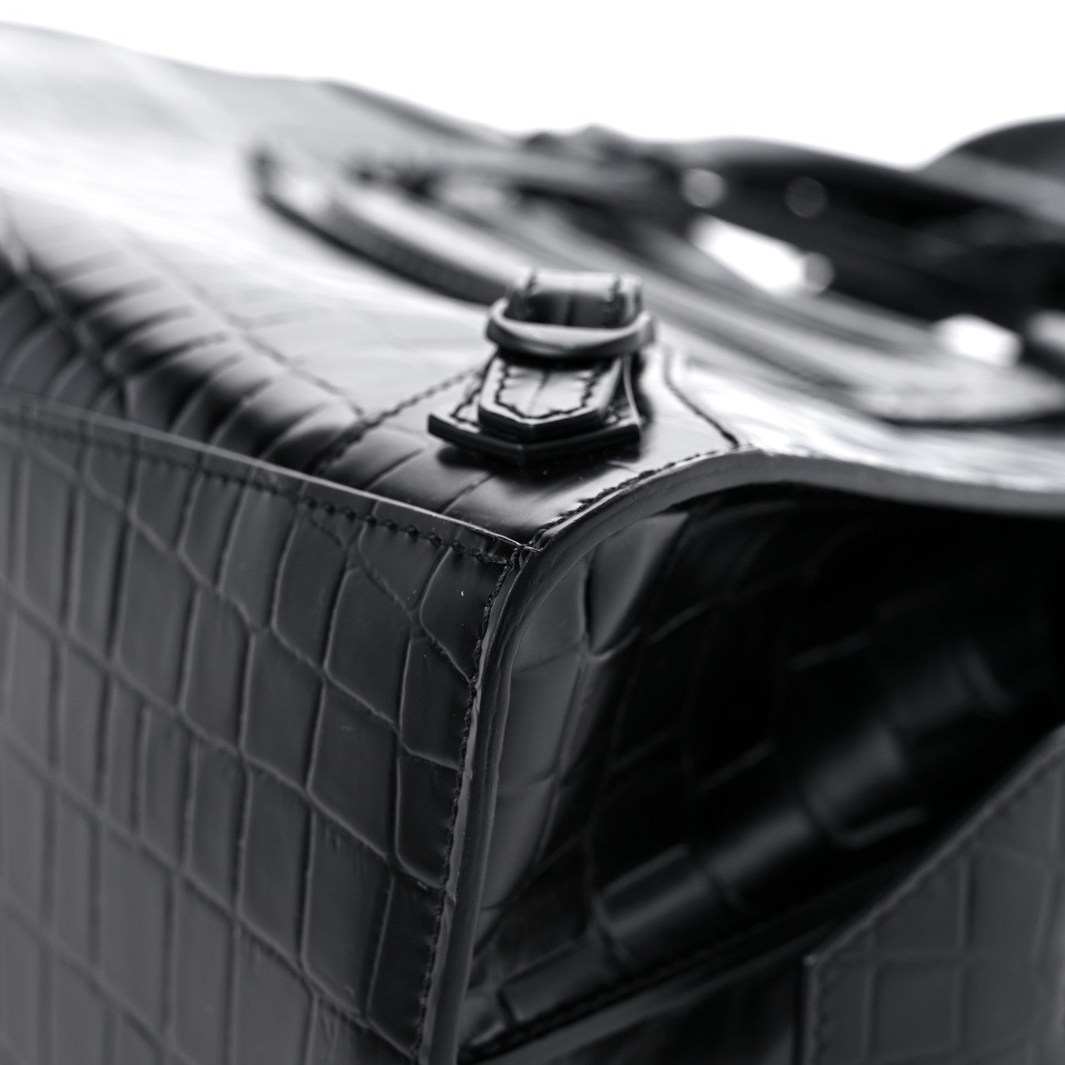 Balenciaga Semi Shiny Calfskin Crocodile Embossed Neo Classic Black Hardware S City Black 8 of 12