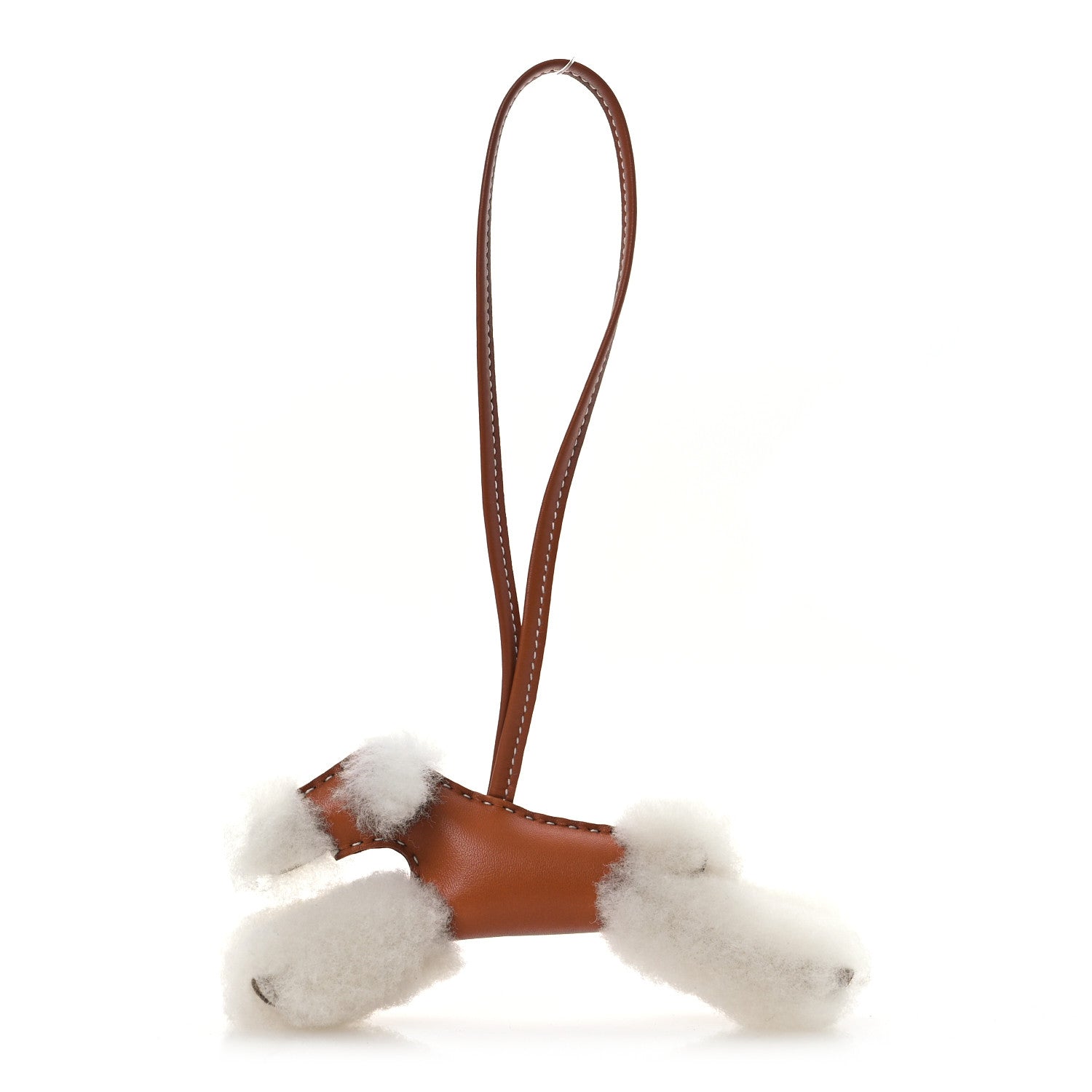 Hermes Milo Lambskin Shearling Budy Charm Gold Craie 1 of 5