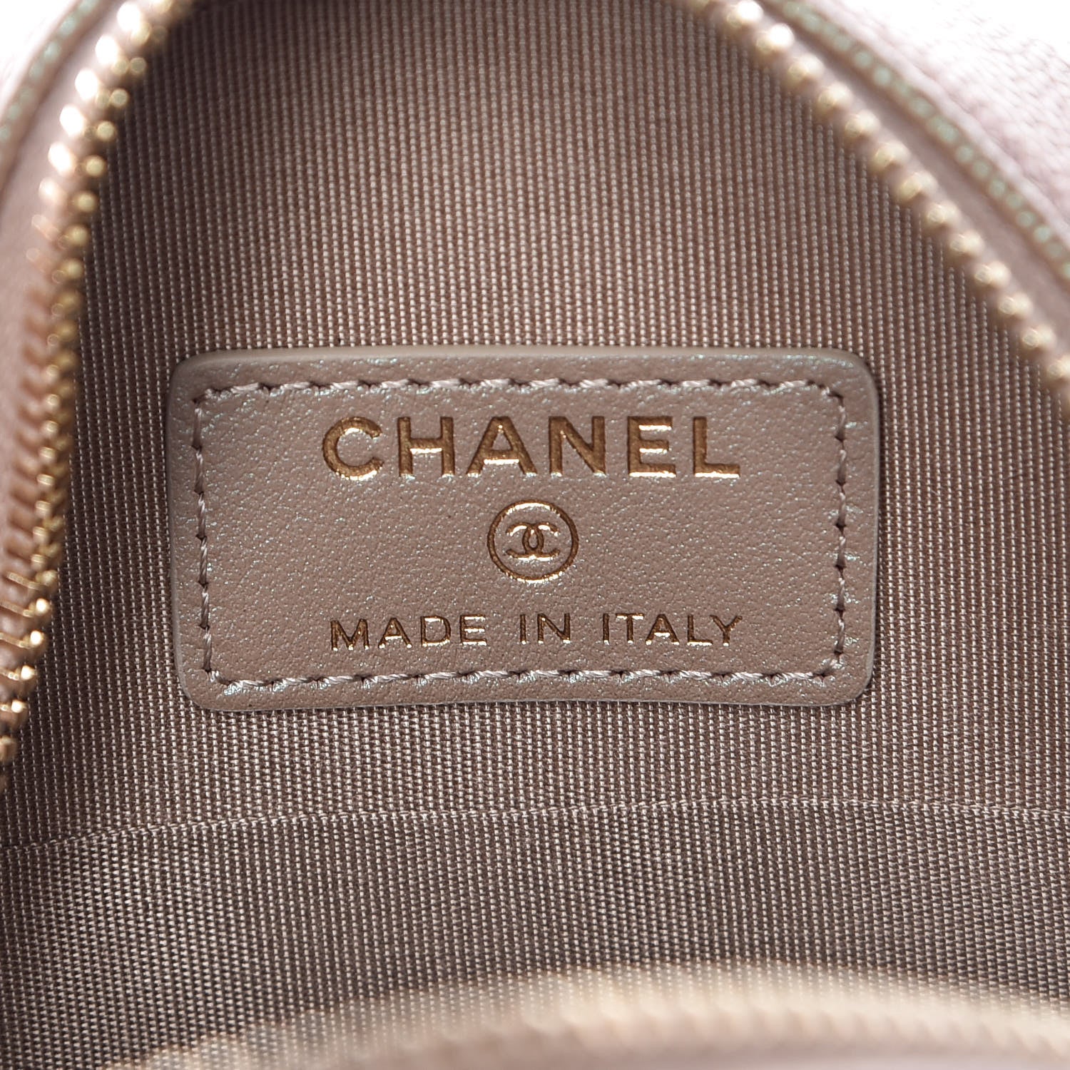 Chanel Iridescent Caviar Quilted Round Clutch With Chain Beige 6 of 8