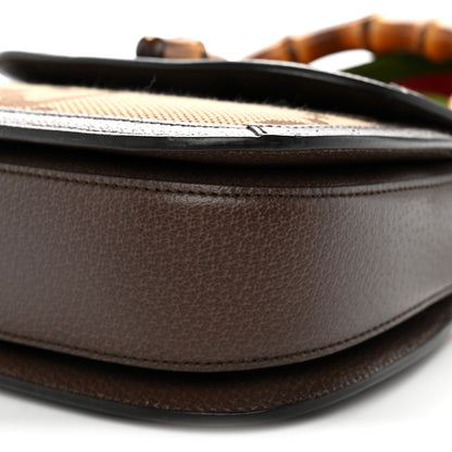 Gucci Monogram Jumbo GG Textured Dollar Calfskin Web Small Bamboo 1947 Top Handle Bag Camel Ebony New Acero 10 of 10