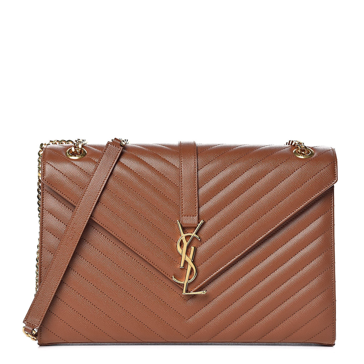 Grain De Poudre Matelasse Chevron Large Monogram Satchel Tan