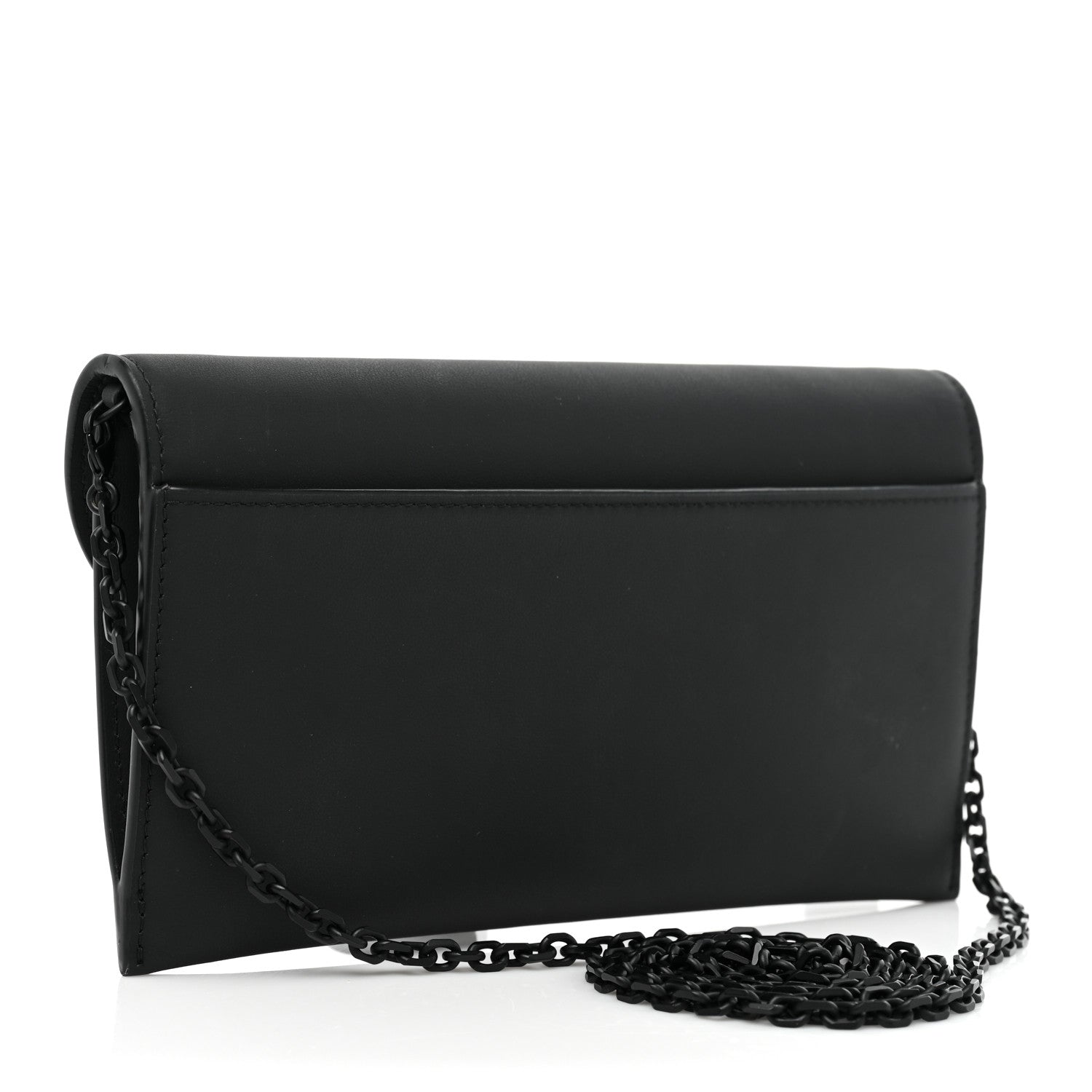 Christian Dior Ultra Matte Calfskin Saddle Chain Wallet Pouch Black 4 of 18