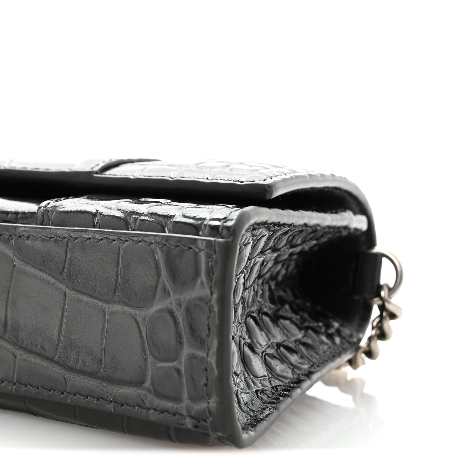 Balenciaga Shiny Calfskin Crocodile Embossed Hourglass Chain Bag Gris 9 of 9